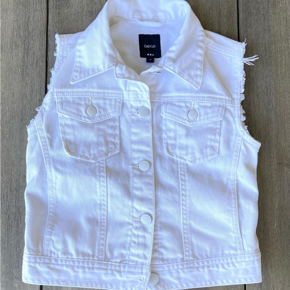 Gap Kids Jean Vest White With Collar